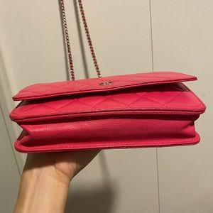 Chanel Pink Lambskin Woc Wallet